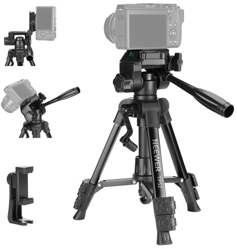 NEEWER Mini treppiede da scrivania per fotocamera, piccolo supporto portatile compatto per webcam DSLR, testa inclinabile a 3 vie, supporto per telefono cellulare compatibile con iPhone per