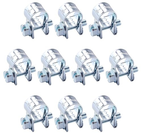 YYIGVMO 10 Pezzi 8-10 mm Mini Fascette Stringitubo, Fascette per Tubi di Iniezione di Carburante Zincate, Regolabile Fascette Stringitubo, per Tubo del Carburante, Tubo di Scarico