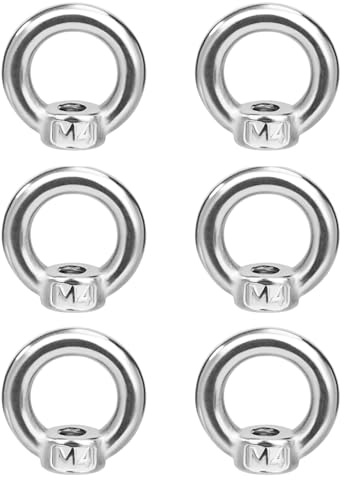 6 Stück Juttzzei Ringmutter M4, Verbessertes 304 Edelstahl Ringösen, M4 Ringmuttern Augenmutter, Ösenmutter für Befestigen Sie hängende Ornamente Blumentöpfe Schaukelständer