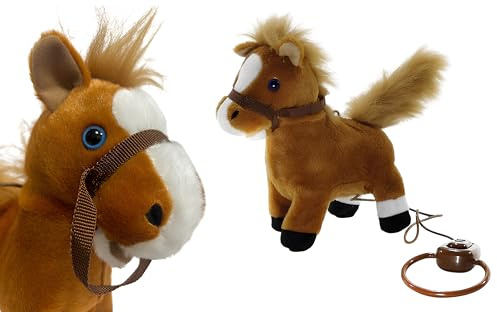 Generico Ferngesteuertes Pferd für Kinder Plüschpferd mit Geräuschen Nitrit Plüsch Interaktives gefilmtes Pferd mit Verso cm 28 Pferde Spielzeug Tiere Bauernhof aus Plüsch Zufällige Farbe