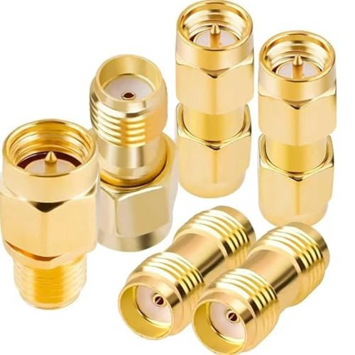 aiyraa 6Pcs SMA Coaxial Adapter M-M, F-F, M-F for Antenna/Coaxial Cable/FPV Drone/WiFi Router/Satellite Outdoor Junction Box, Satellite Cable Connectors, Wifi Connectors, Aerial Connectors