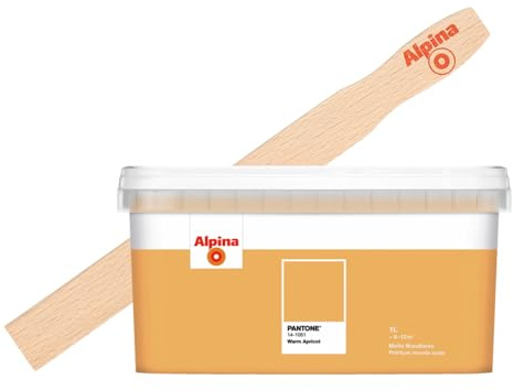 Alpina PANTONE Warm Apricot – Wandfarbe – inkl. gratis Rührholz – 1 Liter