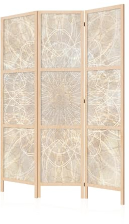 LUMASOUL Japanische Trennwand Paravent Raumteiler 135x172 cm Mandala 19 | Vorderseite mit Motiv, neutrale Rückseite, faltbar, freistehend und dekorativ
