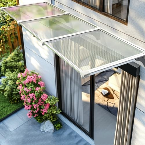 Marquise Solaire Abri Transparent,Auvent de Porte et Fenêtres,Couverture Moderne en Polycarbonate,Auvent Marquise d'Entrée,Abri Contre la Pluie Extérieur pour Jardin (40x80cm/16 x31)