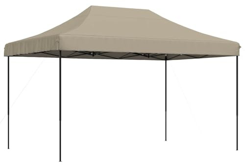 vidaXL Party Tent Folding Taupe 292 x 440 x 315 cm Oxford Fabric, Garden and Terrace, Modern Event Tent, Pop-Up Canopy, Flexible Height Shelter, Quick Set-Up Outdoor Pavilion, Steel Frame