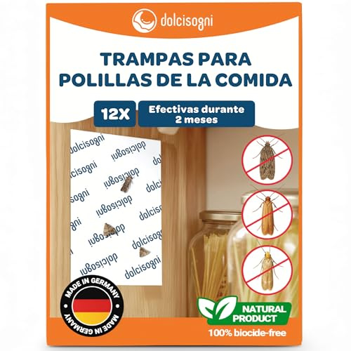 Antitarme Alimentari – 12 fogli - Senza Biocidi - Adesivo per Farfalline Dispensa - Made in Germany - Anti Farfalline del Cibo - Protegge la Dispensa in modo Semplice - Anti Tarme Alimentari