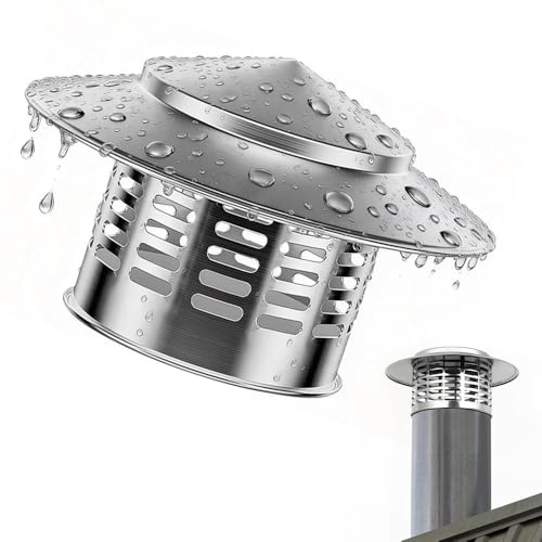 110mm 200mm Cappello Camino Acciaio Inox 304, Comignolo Antivento Antipioggia, Terminale Canna Fumaria, Tappo Di Sfiato Per Tetto Ventilazione(100mm/4in)
