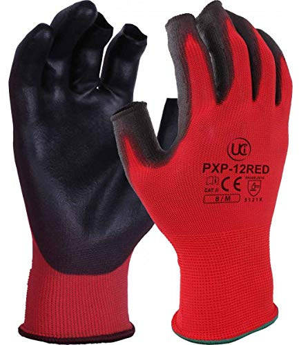 UCI PCN-12 RED Colour Coded Partially Fingerless Site Safety Work Gloves (8 / Medium)