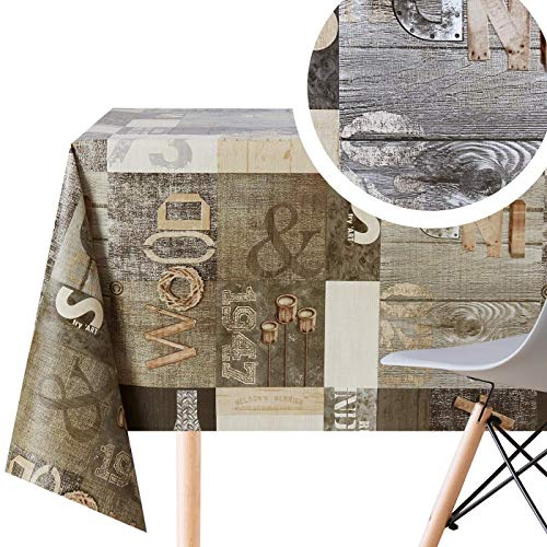 KP HOME Toile Cirée Rectangulaire 250x140cm, Marron Gris Foncé, Nappe Plastique en PVC Épais Essuyable, Facile à Nettoyer, Imperméable en Vinyle Jardin Nappe Toile Ciree - Motif Industriel Style Loft