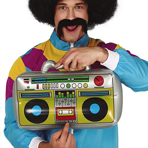 NET TOYS Rétro Ghetto-Blaster à gonfler - 40x20cm - Accessoire Cool années 80 radiocassette géant - Un Attrape-Regard pour soirée à thème & Carnaval