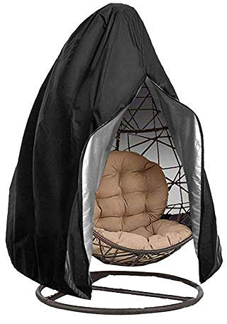 Housse de Fauteuil Suspendu Jardin en Oxford 210D Bâche de Chaise à œufs Imperméable Anti-UV/Vent Couverture de Protection pour Chaise de Patio Extérieur (115x190cm, Noir)