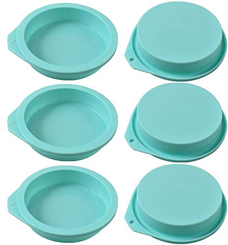 Newk Molde redondo de silicona para tartas, 6 paquetes de moldes de silicona de 4 pulgadas para hornear pasteles de capa, de queso o arco iris, posavasos de resina