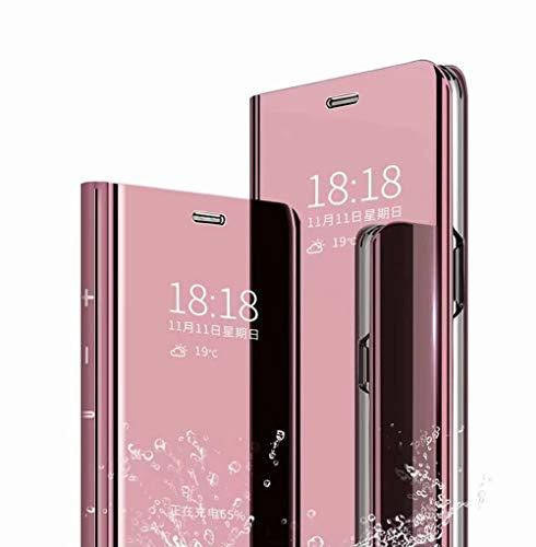 TingYR Hülle für Xiaomi Redmi Note 10 Pro Schutzhülle, Plating Spiegel Tasche Cover Smart Handyhülle Schutzhülle Flip Lederhülle Etui, Handyhülle Case für Xiaomi Redmi Note 10 Pro.(Roségold)