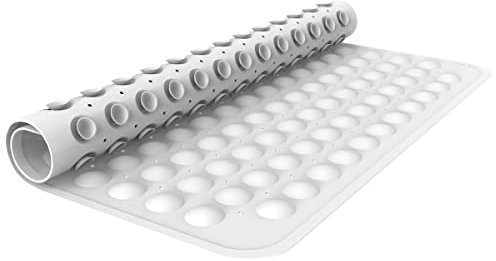 ANSIO® Tappetino da doccia antiscivolo antiscivolo antiscivolo per vasca da bagno in gomma con fori di scarico e ventose, lavabile in lavatrice (54 x 54 cm, bianco solido)