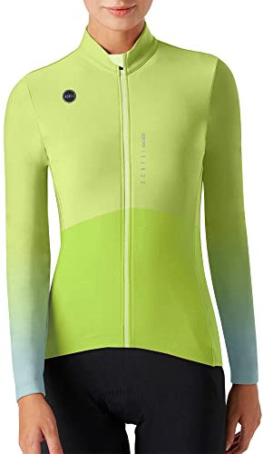 GCRFL Winter Thermo Damen Fahrradjacke Winddicht Kaltes Wetter Fahrradhose Fahrradbekleidung Set Softshell Windbreaker, gelb, X-Large