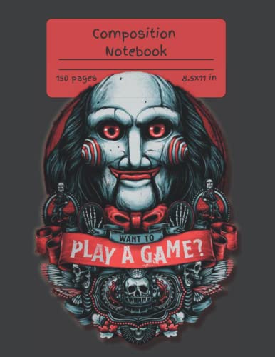 Horror Movie Composition Notebook: jigsaw horror movie notebook, movie horror character notebook, horror-themed décor: 150 sheets 8x11 college ruled | occult notebook journal, gothic aesthetic