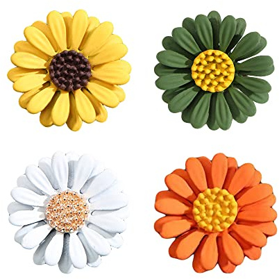 Weenkeey 4 Pcs Daisy Flower Brooch Pin Sunflower Brooch Safety Pin Mini Chrysanthemum Brooches Wedding Bridal Collar Lapel Pin Badge for Dress Shirts Coat