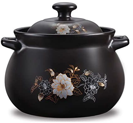 Pentola Di Terracotta Per Cucinare, Pentola Di Pietra Giapponese Con Coperchio, Casseruola in Ceramica Hot Pot Bibimbap E Zuppa, Pentola Di Zuppa Di Argilla Per 6-7 Persone,5.5L