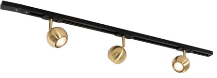 Qazqa gissi - Système de rail spot luminaire plafond, plafonnier compatible pour led - 3 lumière - L 100 cm - Noir et Or - Moderne - éclairage intérieur - Salon I Chambre I Cuisine I Salle à manger