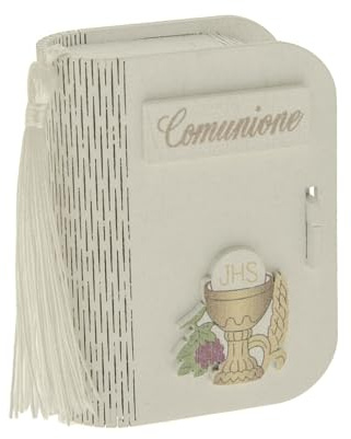 Ingrosso e Risparmio Bonbonnière de communion 6 boîtes à dragées en forme de livre de couleur blanche avec calice ostie épi de blé et UVA idée cadeau enfant fille