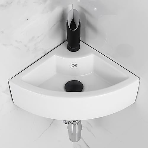 Lavabo da Appoggio montaggio a parete,Lavandino Design Moderno Lavamani,con Foro di Scarico e Piletta Lavello Elegante Sanitari,Ideale per Piani D'appoggio in Bagno e Mobili da Toilette ( Color : Pure