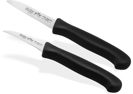 Otto Herder Schälmesser Set aus Solingen Obstmesser und Gemüsemesser Made in Germany Scharfe Schneiden für Obst und Gemüse,Rostfrei,Schwarz Kunststoffgriffe Spülmaschinen geeignet