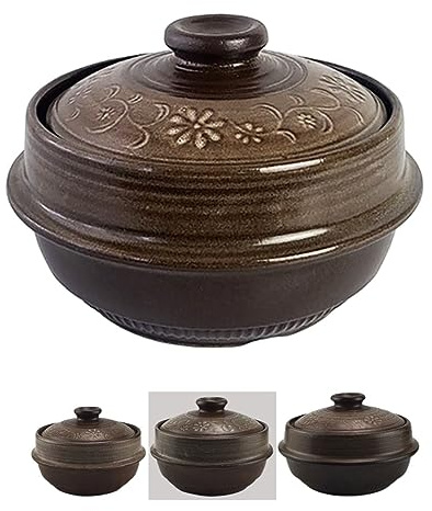 BALWOO Olla coreana de barro de barro Ttukbaegi, cazuela de arcilla de cerámica con esmalte de barro natural, olla de cerámica resistente al calor, cuenco de piedra sin grietas, utensilios de cocina