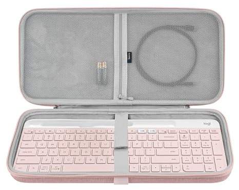 Housse de Transport pour Clavier Geekria, Compatible avec Logitech MK470 Slim / K585 / K580 Clavier et Combo Souris, Sac de Voyage Protecteur à Coque Rigide (Rose)