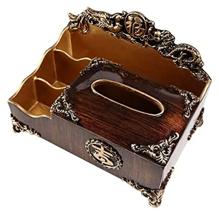 Multifunktionaler Tissue-Box-Halter Taschentuchbox-Halter, neuer chinesischer Stil, Retro, multifunktionale Taschentuch-Aufbewahrungsbox, Wohnzimmer, Schlafzimmer, Büro, Desktop-Dekoration, Taschentuc