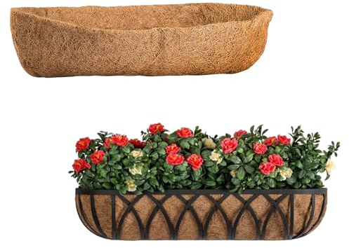 GOTVUGE 2 Packs Coco Liners for Planters 24 Inch, Coconut Fiber Window Box Liners Planter Insert Trough Planter, Coconut Basket Liners for Outdoor Plants