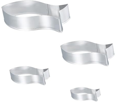 Nivofu,Cortadores de Galletas Forma de Pescado,Juego de 4 Piezas Moldes de Galletas de Acero Inoxidable- Perfectos para Niños,Cumpleaños y Aperitivos Divertidos - Fáciles de Limpiar y Reutilizables