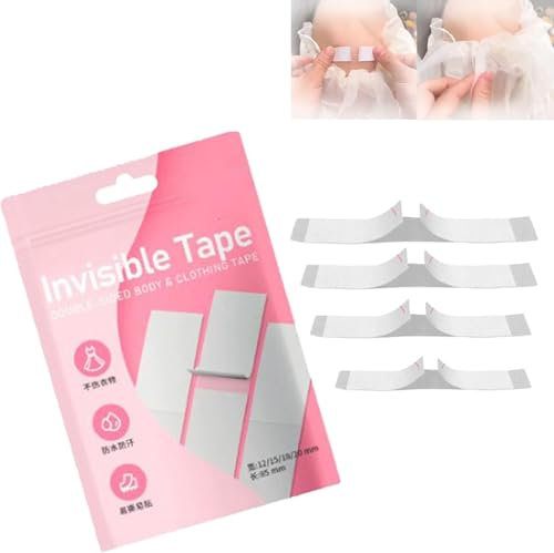YUHRSTO Adesivi Anti-Luce per Camicie, Nastro Biadesivo per Vestiti, Adesivi Antiscivolo per scollature estive, Adesivi Trasparenti Antiscivolo per Vestiti, per Tutti i Toni della Pelle e Tessuti