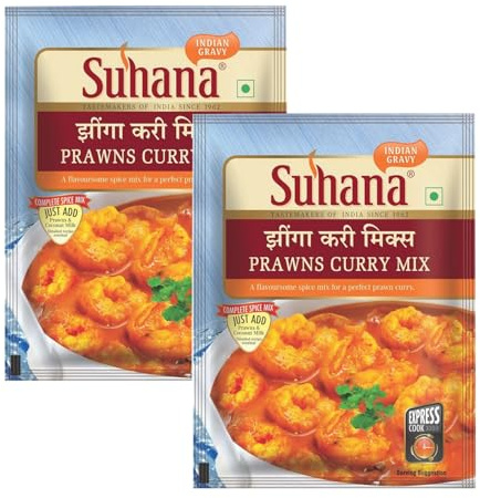 Suhana Spices Mix Powder (Ready To Eat) - Curry Masala Recipe Mixes Casserole Seasoning Herbs - Simplifies & Speeds Up Cooking Process (Pack of 2, Prawns Curry Mix 50g (RTE))
