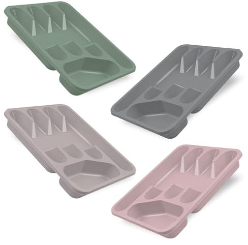 G4GADGET 5 Compartment Cutlery Tray Drawer Organiser, Random Colour, Durable Plastic, Non-Slip Utensil Holder for Kitchen Organisation