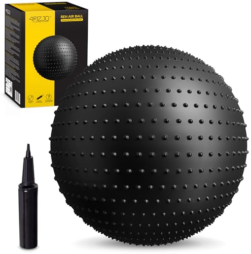 4FIZJO Yoga-Massageball mit Noppen, Durchmesser 65 cm, Reha-Ball, Gymnastikball für Anfänger und Fortgeschrittene, Fitnessball, Pilatesball, Yoga & Pilates zubehör, Fitnesszubehör, Farbe: Schwarz