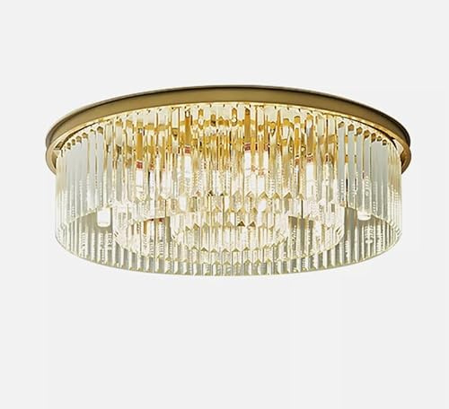 Wiyuer Modern Kronleuchter Kristall Leuchte Gold Pendelleuchte Rund Kristall Hängellampe Wohnzimmer Lampe 12W mit 8 Neutralen Lichtquellen