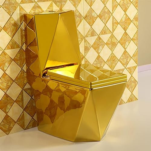 OLSKFUH Toilette Monoblocco A Forma di Diamante, Moderna Toilette in Ceramica Sifonica A Doppio Scarico, Altezza Universale per Bagno di Casa E Hotel,