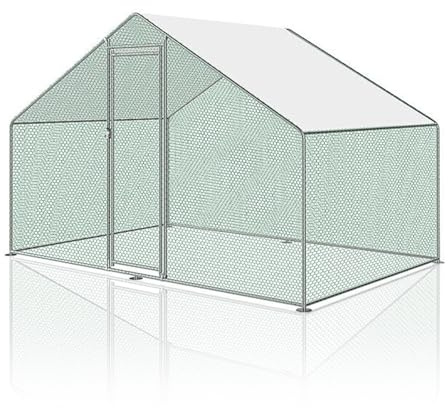 Peviasot Hühnerstall Freilaufgehege XL mit Schloss, 3x2x2m Verzinkter Stahl Hühnerhaus Freigehege Outdoor Geflügelstall, für Hühnerkäfig Kleintiere Vogelkäfig Haustierkäfig
