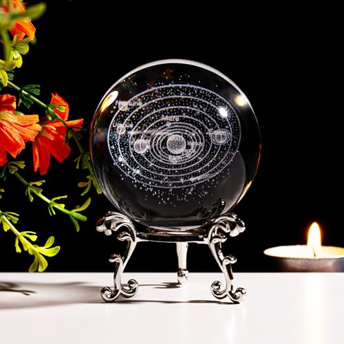 Sahoottie 60 mm 3D-Sonnensystem, Kristallkugel, Briefbeschwerer, Astronomie, Geschenke, Weltraum, Geschenke für Frauen, Sonnensystem, Ornament, Bürodekoration