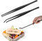 ElevateTech 30 cm Cooking Tweezers Tongs Stainless Steel Black Multi-Function Fine Bend Round Head Precision Serrated Tips Anti Slip Auxiliary Tweezers Suitable Kitchen Food Cooking
