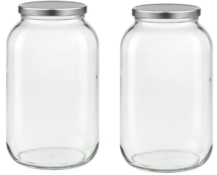 2-teiliges Set Rundgläser-Einmachgläser 4250ml, To100 Silber Einmach- und Fermentierglas, zur Aufbewahrung, zum Befüllen, Marmeladengläser Schraubdeckel (4250ml silber x 2 Stück)