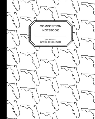 8x10 Composition Notebook - 200 Alternating Blank and College Ruled Pages - Florida Outline Notebook Journal with Clean White Background for Kids, Preteens, Teens and Adults