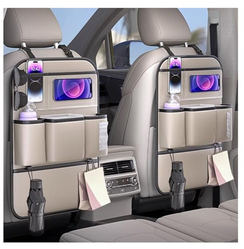 Autositz Organizer Kinder FüR Mercedes-Benz Classe S206 2021-2025, Auto Multifunktional Wasserdicht Rücksitz Organizer, Leicht Zu Reinigen Rücksitz Organizerwith Tablet Storage(Beige,Two Storage)