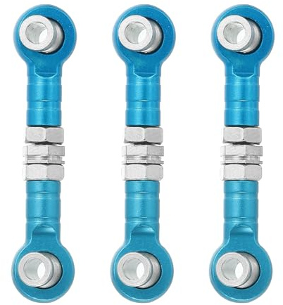 sourcing map 3 Pcs Steering Servo Turnbuckle Rod RC Aluminum Alloy Linkages for HSP 1/10 94123 On-Road RC Car (Blue, 32mm)