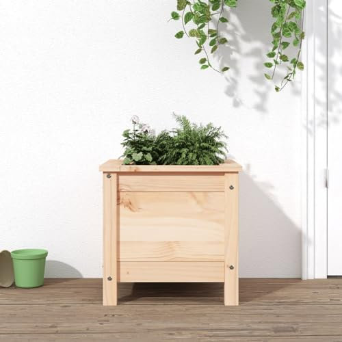 Homgoday Fioriera da Giardino 40x40x39 cm in Legno Massello di Pino, Fioriera da Esterno Fioriera Balcone Fioriera Grigliato per Giardino