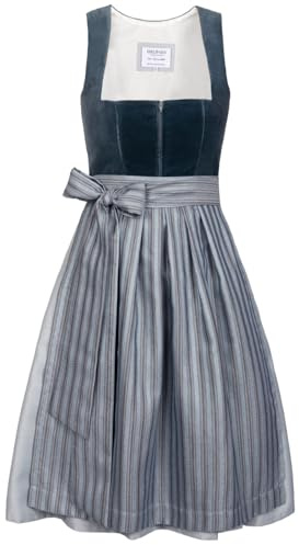 Edelnice Trachtenmode Midi Dirndl Veronika Samt Petrol inkl. traditioneller Dirndlschürze Gr. 32-54 (DE/NL/SE/PL, Numerisch, 38, Regular, Regular, Petrol)