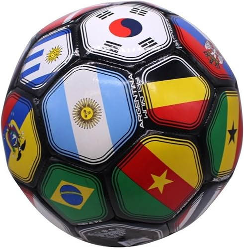 Tripact Inc 2026 World Flag Country World Flag Training Outdoor Soccer Ball Size 5 Futol Size (Size 5) - Black Color