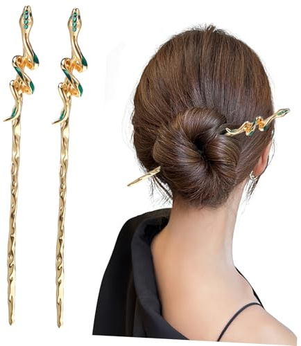 WRITWAA 2Pezzi Fermagli per Chioma a Forma di Lega di Zinco con Cristalli, Accessori per Acconciature Fai-da-Te, Stile Retrò Raffinato Oro per Ragazze e Donne