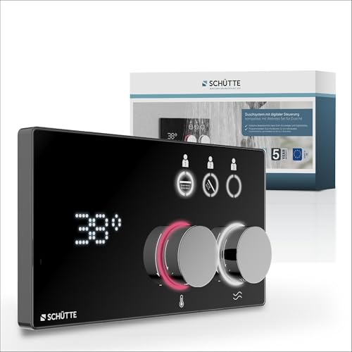 Schütte AQUADOT Digitales Duschsystem mit Smart Control, Unterputz Duscharmatur Digital, Armatur für Duschen Chrom/Schwarz