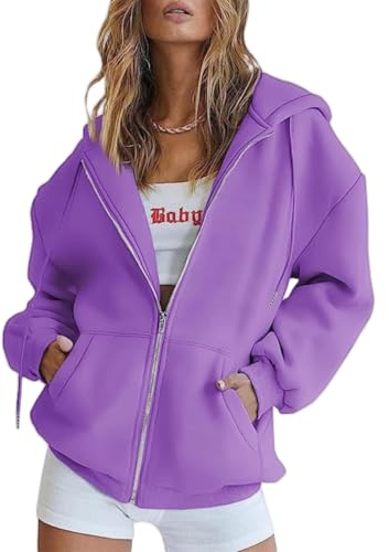 2025 - Sudadera con capucha para mujer, con cremallera, elegante, informal, talla grande